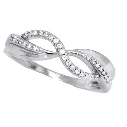 Right Hand Cubic Zirconia Band Rhodium Over Sterling Silver