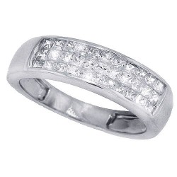 Princess Cut Cubic Zirconia Wedding Band Sterling Silver