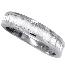 CZ Wedding Band Sterling Silver Rhodium Plated Channel Set