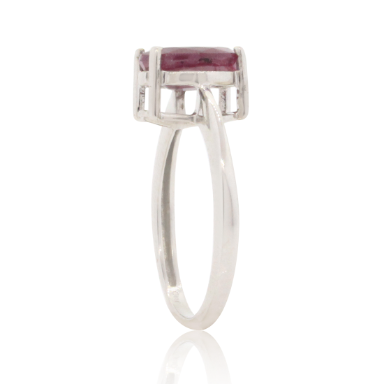 Emerald Cut Genuine Ruby Ring 10Kt White Gold 