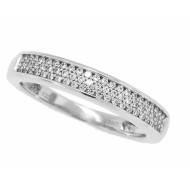 Cubic Zirconia Wedding Band Sterling Silver Rhodium Finish