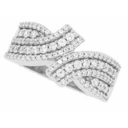 Cubic Zirconia Wide Fashion Band Sterling Silver 