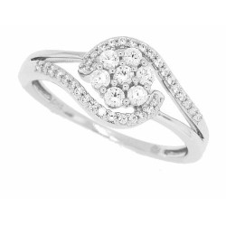 Cubic Zirconia Cluster Fashion Ring Sterling Silver 