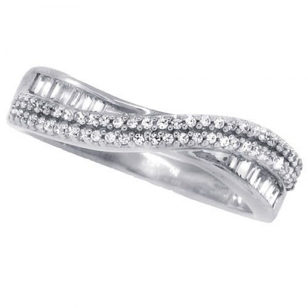 Cubic Zirconia Wedding Band Sterling Silver