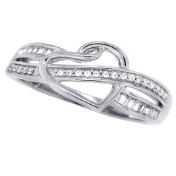 Cubic Zirconia Wedding Band Sterling Silver Heart