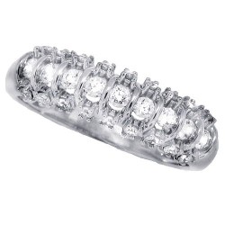 Cubic Zirconia Wedding Band Sterling Silver 