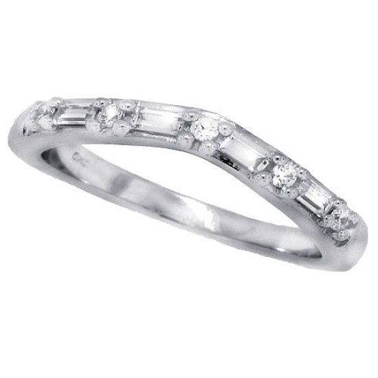 Cubic Zirconia Wedding Band Sterling Silver 