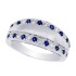 14Kt White Gold Sapphire Diamond Band Satin Finish