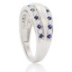 14Kt White Gold Sapphire Diamond Band Satin Finish