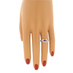 Sapphire and Diamond Right Hand Ring 14Kt White Gold