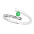 Genuine Emerald Diamond Bypass Ring 14Kt White Gold