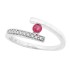 Fine Ruby Diamond Bypass Ring 14Kt White Gold