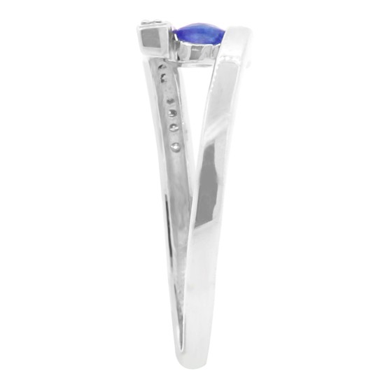 Sapphire and Diamond Right Hand Ring 14Kt White Gold