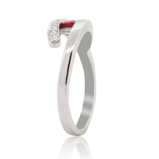 Genuine Ruby Diamond Right Hand Ring 14Kt White Gold