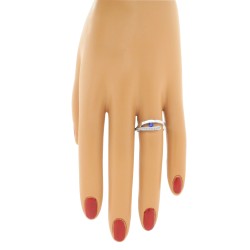 Genuine Sapphire Diamond Right Hand Ring 14Kt White Gold