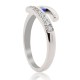 Blue Sapphire and Diamond Bypass Ring in 14kt White Gold  