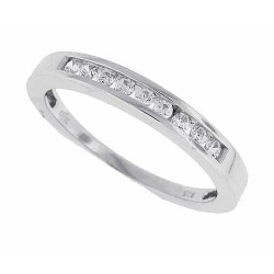 Cubic Zirconia Wedding Band Sterling Silver Channel Set 