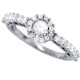 Cubic Zirconia Halo Engagement Ring Sterling Silver 