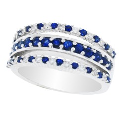 Sapphire and Diamond Right Hand Band 14Kt White Gold