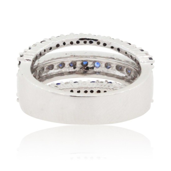 Sapphire and Diamond Right Hand Band 14Kt White Gold