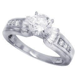 Cubic Zirconia Solitaire Engagement Ring Sterling Silver 