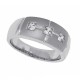 CZ Men's Diamond Wedding Band Sterling Silver Three Stone