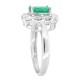 14kt White Gold Emerald and Diamond Halo Engagement Ring