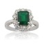 Emerald Cut Genuine Emerald Diamond Engagement Ring 14Kt Gold