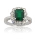 Emerald Cut Genuine Emerald Diamond Engagement Ring 14Kt Gold