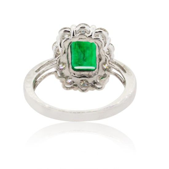 Emerald Cut Genuine Emerald Diamond Engagement Ring 14Kt Gold