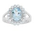 March Birthstone Aquamarine CZHalo Ring Sterling Silver