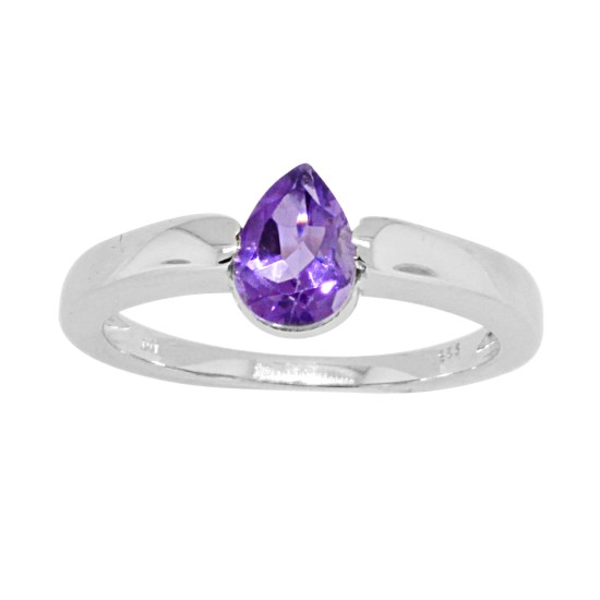 February Birthstone Natural Amethyst Band Ring in Sterling Silver