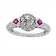 Diamond and Ruby Engagement Ring 18kt White Gold  (FGH/VS)