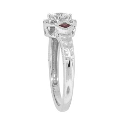 Diamond and Ruby Engagement Ring 18kt White Gold  (FGH/VS)