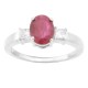  Ruby Diamond Three Stone Ring 14Kt Gold Princess Cut