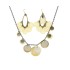 Antique Look Yellow and Gold Resin Circles Necklace and Dangle Earrings Set
