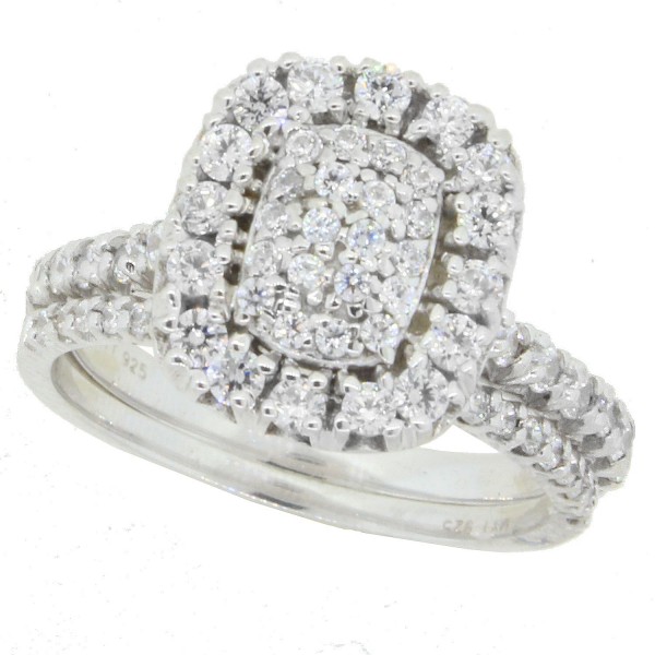 Diamond Wedding Set Sterling Silver Made With Swarovski Zirconia