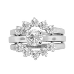Cubic Zirconia Halo Ring Wrap in Sterling Silver