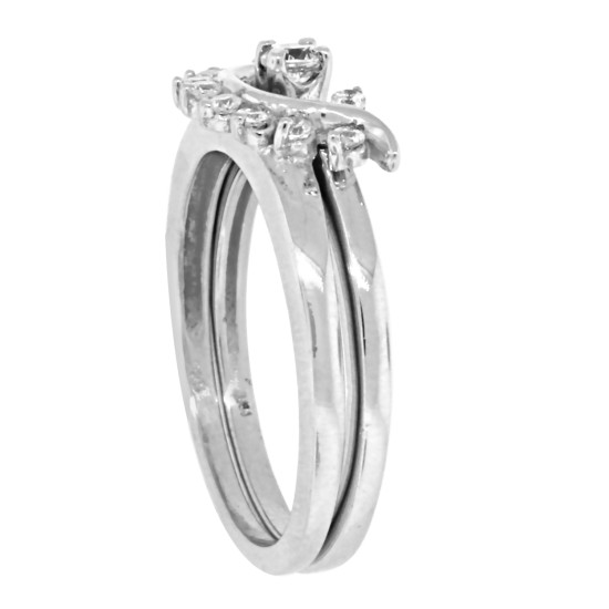 Cubic Zirconia Wave Ring Wrap in Sterling Silver