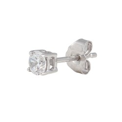 0.17 Carat Basket Round Single Diamond Stud Earring in 14Kt White Gold (GH-I1I2)