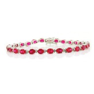 Created Ruby and Genuine Diamond Bracelet Sterling Silver, 11.33cttw