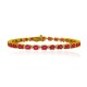 Created Ruby and Genuine Diamond Bracelet 8 INCHES Sterling Silver, 12.23cttw