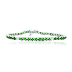 Created Emerald and Cubic Zirconia Bracelet Sterling Silver, 4.72cttw