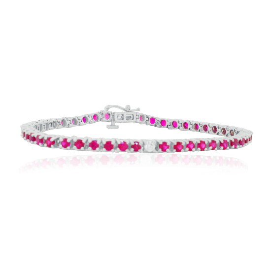 Created Ruby and Cubic Zirconia Bracelet Sterling Silver, 6.72cttw