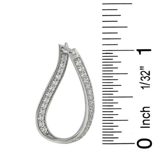 Cubic Zirconia Hoop Earrings Rhodium Over Sterling Silver 