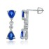 Blue Sapphire and Cubic Zirconia Drop Earrings Sterling Silver