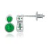 Emerald and Cubic Zirconia J Hoop Earrings Sterling Silver