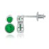 Genuine Emerald Stud Earrings Rhodium Over Sterling Silver