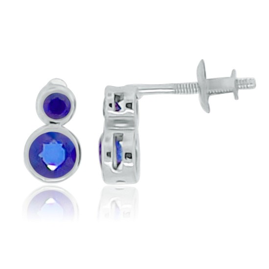 Genuine Sapphire Stud Earrings Rhodium Over Sterling Silver