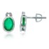 Genuine Emerald and Diamond Stud Earrings in Sterling Silver